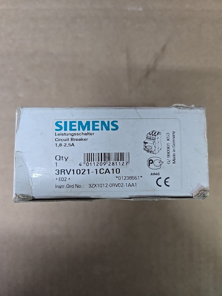 New In Box SIEMENS 3RV1021-1CA10 Circuit Breaker