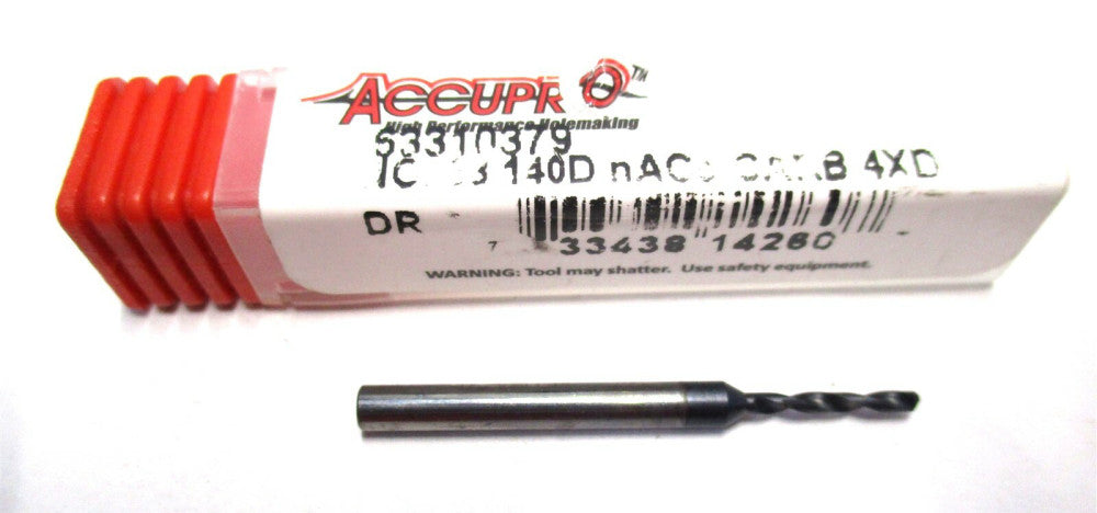NEW (63310379) #53 x 1/8 x 7/16 x 1-1/2 140° RH Notched Pt Carbide Jobber Drill