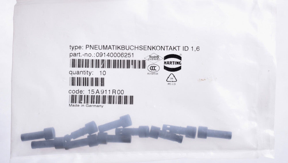 10 Count HAN Harting HD Connectors 1.6mm ID Female Contact Pneumatic 09140006251