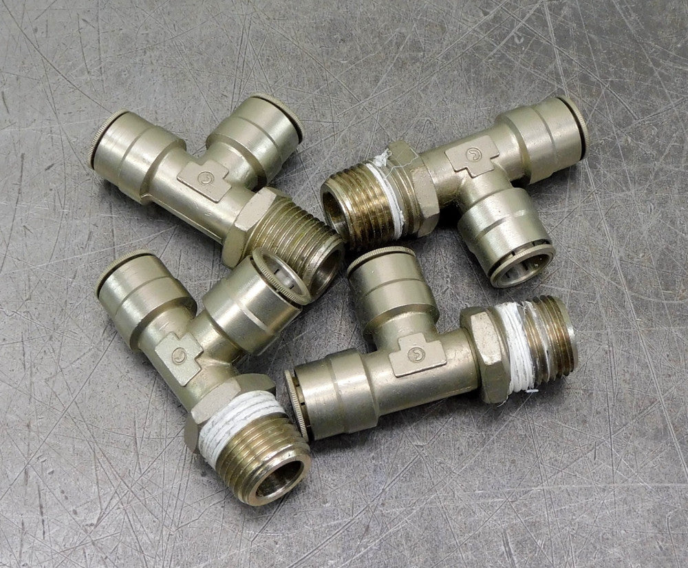 Stainless Steel Push-to-Connect Tee Fitting 1/2" OD x 1/2" NPT Lot of (4)