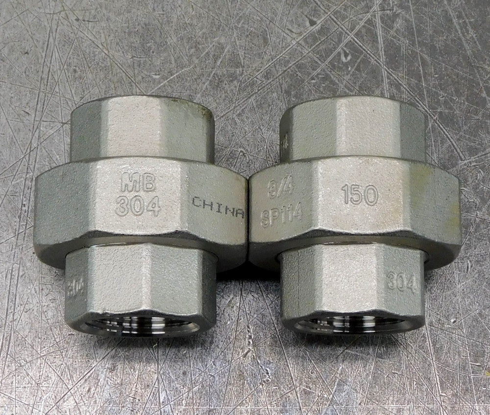 McMaster Carr 304 Stainless Steel Threaded Pipe Union Fitting 3/4" Lot of 2