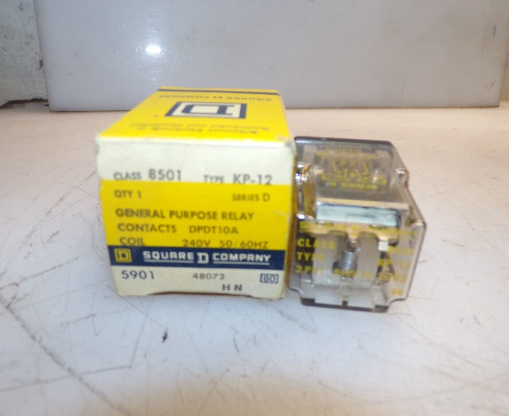NEW SQUARE D 8501 KP-12 GENERAL PURPOSE RELAY DPDT 240 VAC COIL 
