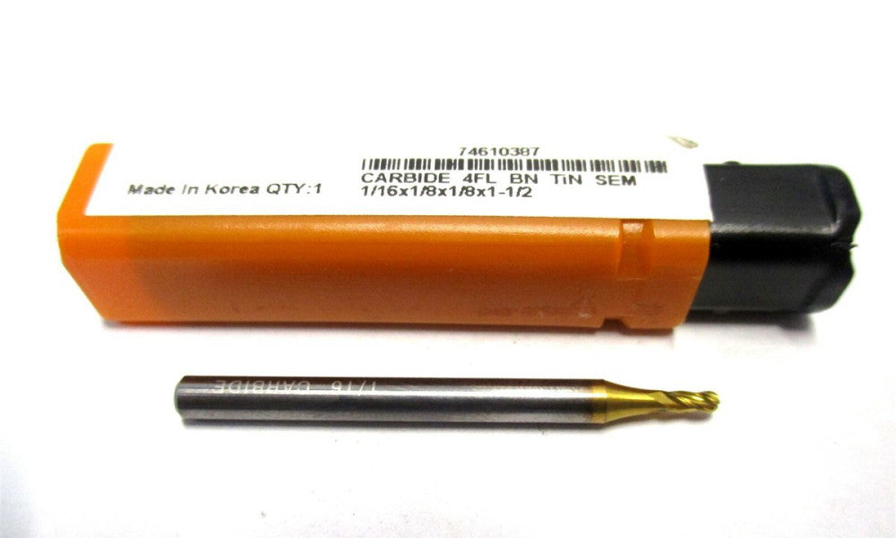 NEW (74610387) 1/16" x 1/8" x 1/8" x 1-1/2" 4-Flute SE RH Carbide Ball End Mill