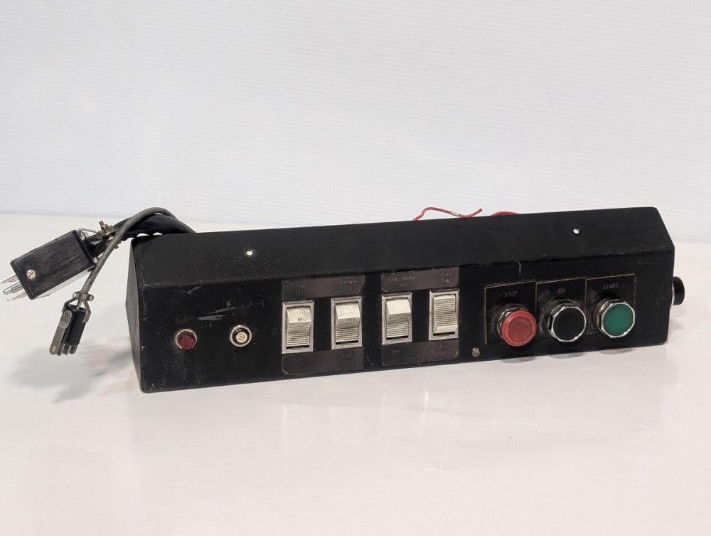 Machine control box Stop/ Jog/ Start buttons, Power/ Blower/ Step/ Tab switches