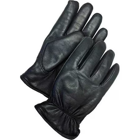 Bdg 20-9-1650-L Leather Drivers Gloves, Goatskin Palm, Shirred Slip-On, Black,