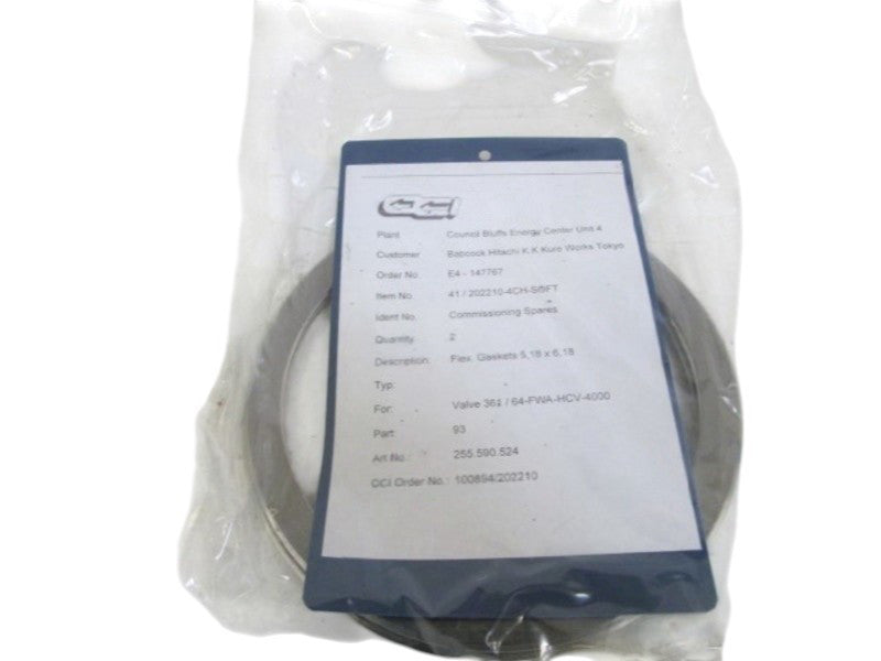 LOT OF 2 CCI FLEX. GASKETS 5,18 X 1,18  255.590.524 NSNP IN BAG
