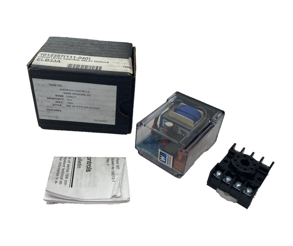 Warrick Controls GEMS 16MB1B0 Liquid Level Control Module 10K, 120V 8-Pin