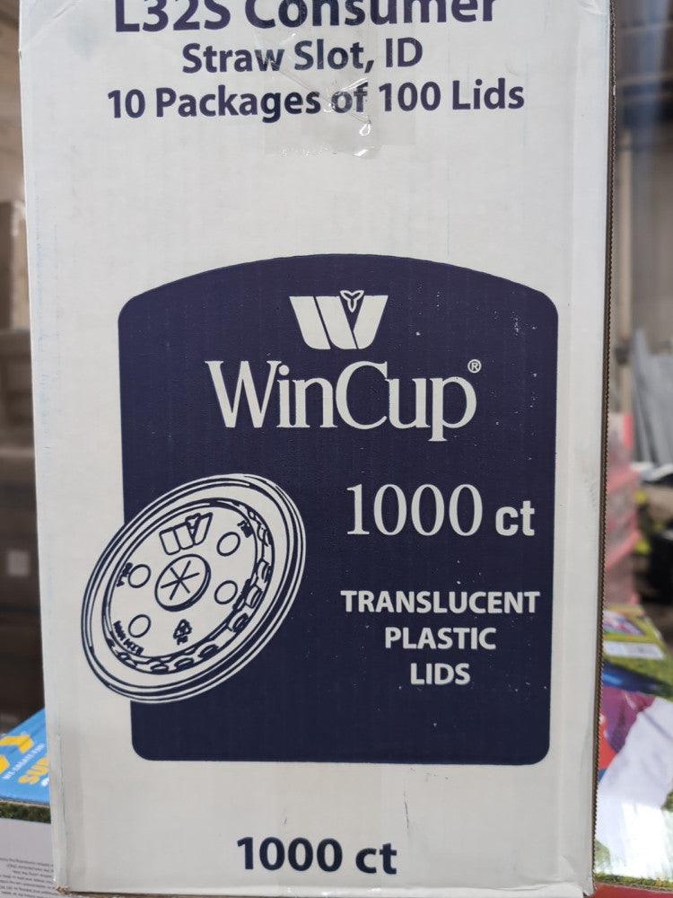 1000 WinCup L32S Translucent Plastic Straw Slot Lids 32 oz 44 oz Foam Cup Wareho