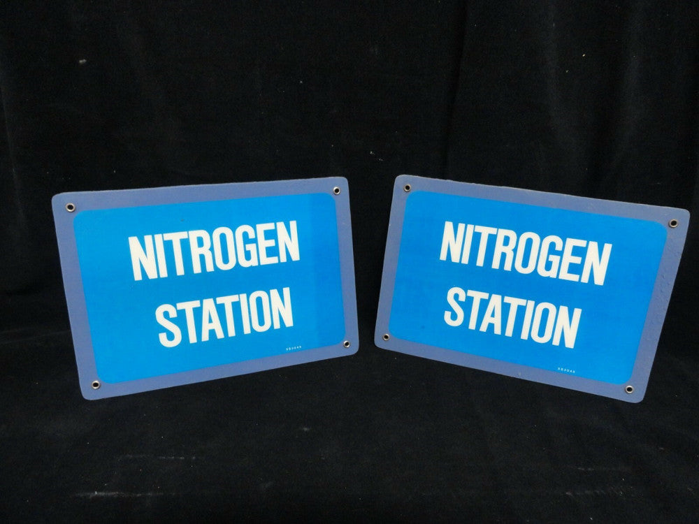 NITROGEN STATION SIGN - FIBERGLASS MATERIAL - MEASURES 10" x 7" (LOT OF 2) NEW