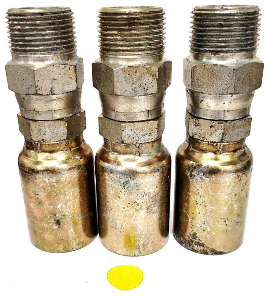 WEATHERHEAD HYDRAULIC HOSE FITTING 1" STEEL W/YELLOW ZINC **LOT OF 3**