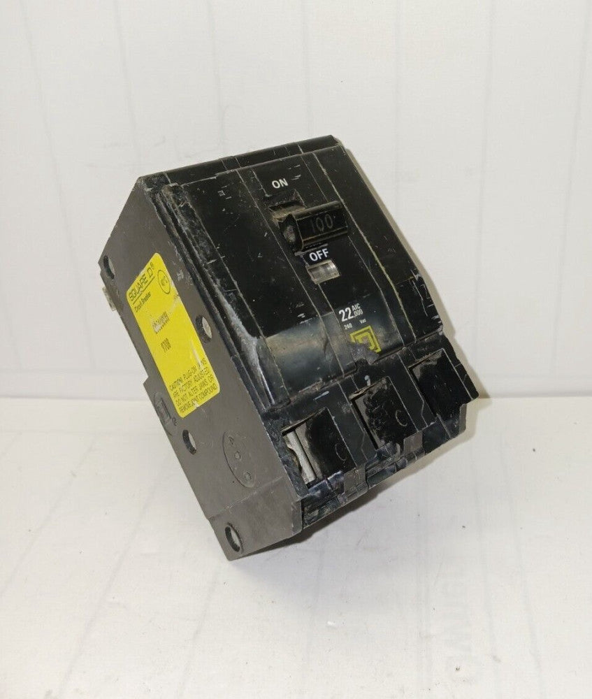 SQUARE D 100 AMP CIRCUIT BREAKER 3 POLE 22KA 240 VAC  QO3100H