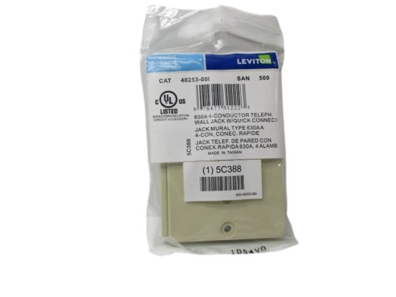 LEVITON 40253-001 QUICK CONNECT PHONE  WALL JACKNSMP