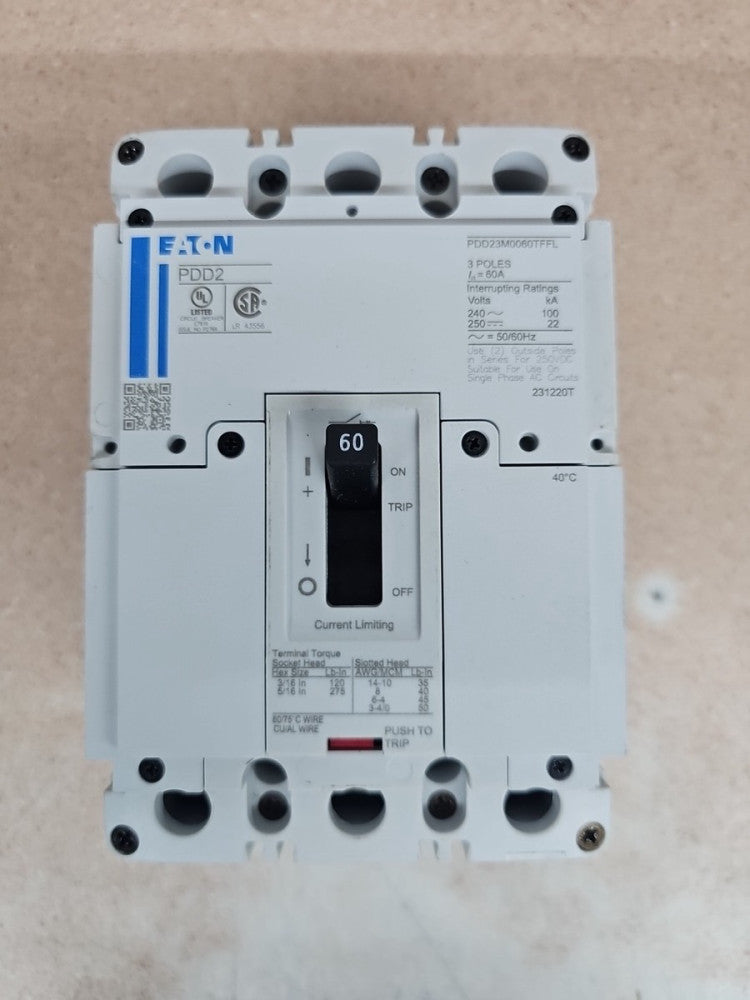 1) New Take Out Eaton PDD23M0060TFFL Bolt On Circuit Breaker 60A 240V 3P