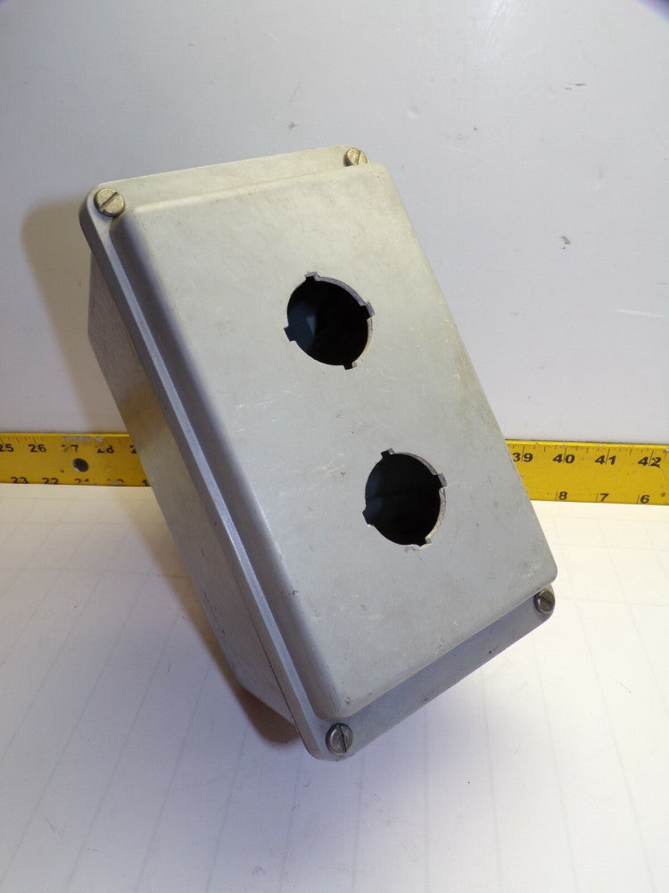 NEW HOFFMAN TWO HOLE FIBERGLASS PUSHBUTTON CONTROL STATION 8" x 4.5" x 4.25"