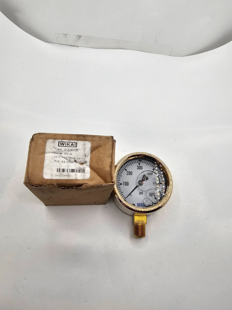 Wika 9310754 Glycerin Filled Pressure Gauge 600 PSI 1/4" NPT 213.402.5