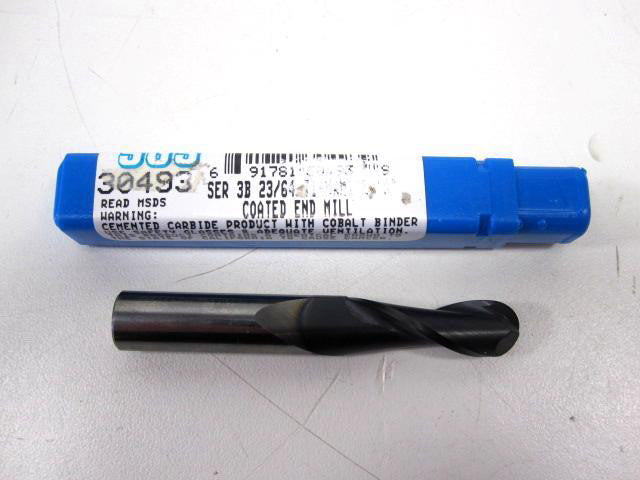 SGS 30493 Solid Carbide Right Hand 2 Flute 2-1/2" OAL 23/64" Ball End Mill NEW