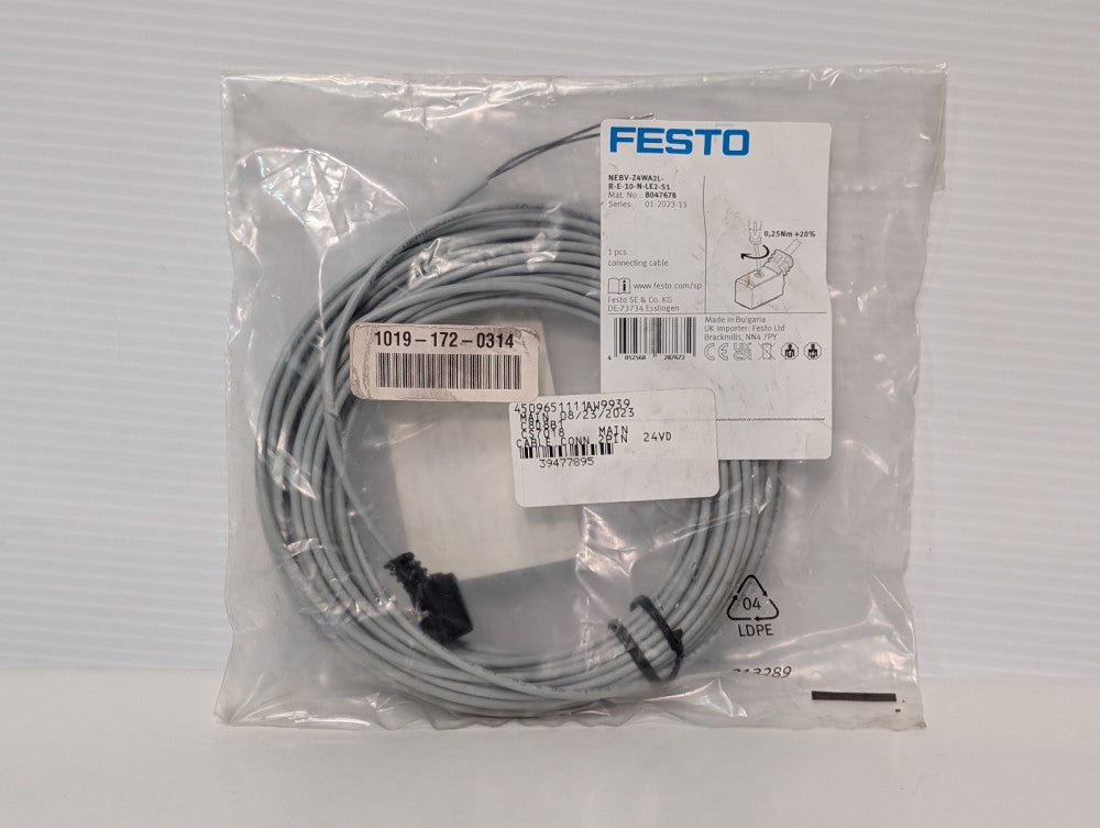 Festo NEBV-Z4WA2L-R-E-10-N-LE2-S1 Connecting Cable 10m 2-Pin Connector NIP