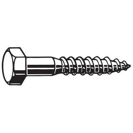 Zoro Select U08280.025.0600 Lag Screw, 1/4 In, 6 In, Steel, Zinc Plated Hex