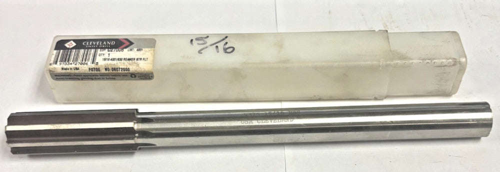 CLEVELAND TWIST STRAIGHT REAMER,  8-FLUTE, LOT OF 3 SIZE 15/16" DIAMETER C27006