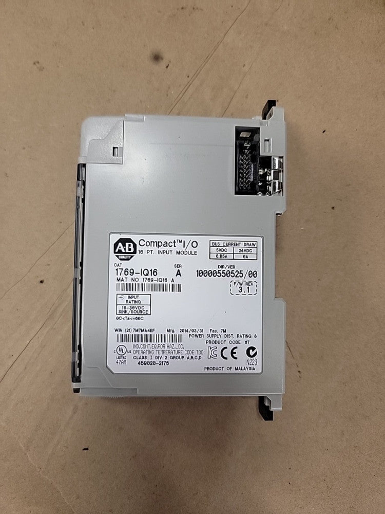 ALLEN-BRADLEY 1769-IQ16 SERIES A REV 2 COMPACT I/O DIGITAL INPUT MODULE