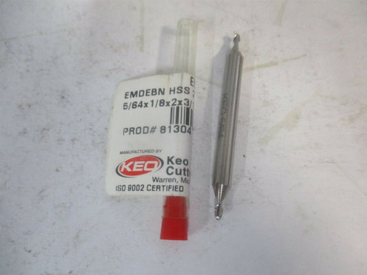 (843-0078) 5/64″ x 1/8″ x 3/16" x 2" OAL 2 Flute High Speed Steel Ball End Mill