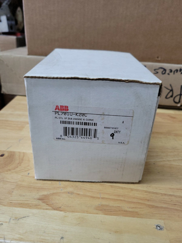 1 NEW ABB PL701U-K20  1 POLE 20 AMP CIRCUIT BREAKER K CURVE 240V 50/60HZ 