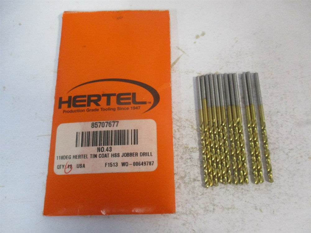 (85707677) #43 1-1/4" x 2-1/4" OAL 118° High Speed Steel Jobber Drill - Qty 12