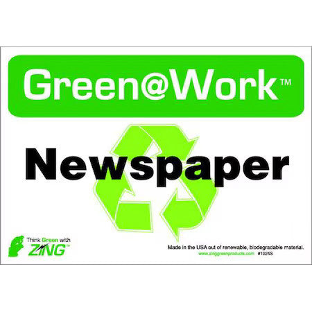Zing 1022S Green At Work, Newspaper, 10 In W X 7 In H, Horizontal Rectangle,
