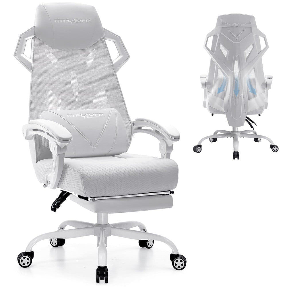 Computer Chair with Adjustable Footrest, Ergonomic Gaming Chair with Headrest...