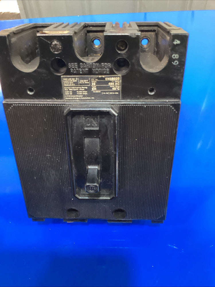 ITE Siemens EH EH3 EH3-B020 EH3B020 3 Pole 20 Amp 480V Circuit Breaker
