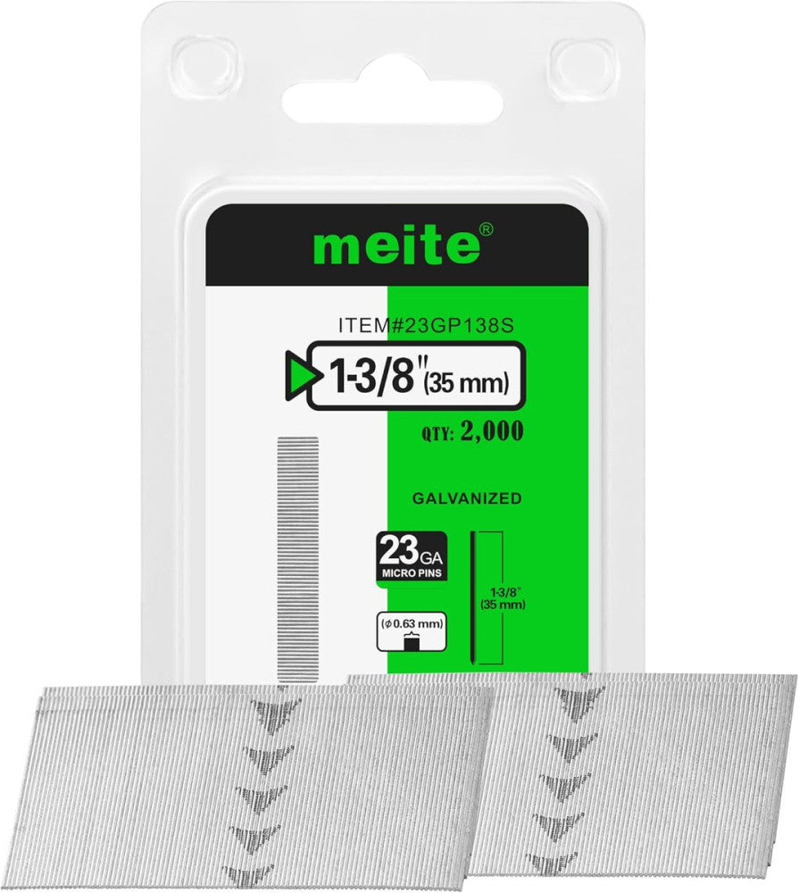 Meite 23 Gauge Pin Nails, 1-3/8 Inch Micro Headless Pins - Galvanized 23GA Pins 