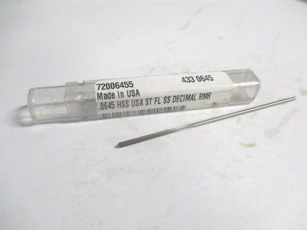 (72006455) 0.0645" x1/2" x 2-1/2" OAL HSS RH 4-Flute Chucking Reamer 