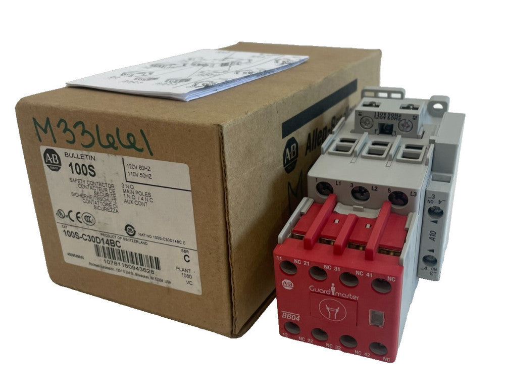 ALLEN BRADLEY 100S-C30D14BC SAFETY CONTACTOR SER. C 100SC30D14BC NEW, SURPLUS