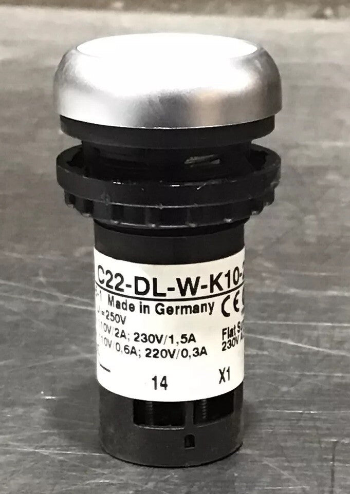Eaton C22-DL-W-K10-230 Illuminated LED Pushbutton Actuator Switch Nos Surplus