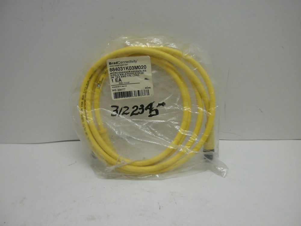 BRAD CONNECTIVITY 884031K03020 CORDSET MICRO-CHANGE 4-POLE MALE/FEMALE NIB