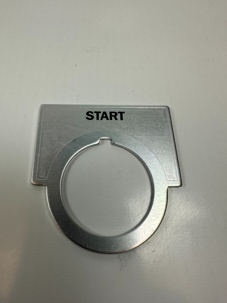 "Start with Silver Background Pushbutton Legend Alum. 2" Across for 30mm Buttons