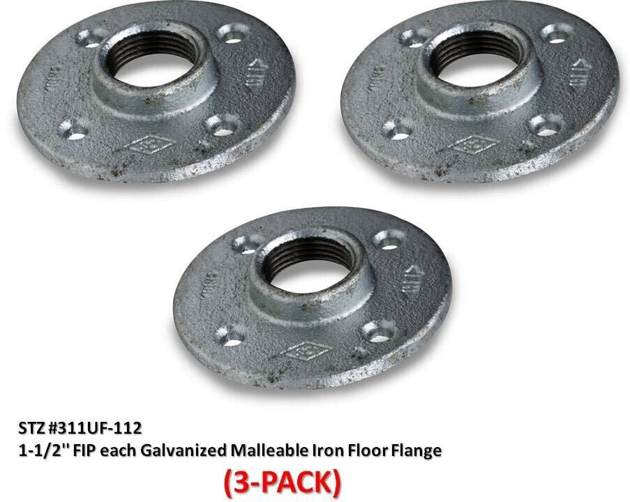 Floor Flange 1-1/2'' FIP each Galvanized Malleable Iron - STZ 311UF-112 (3-PACK)