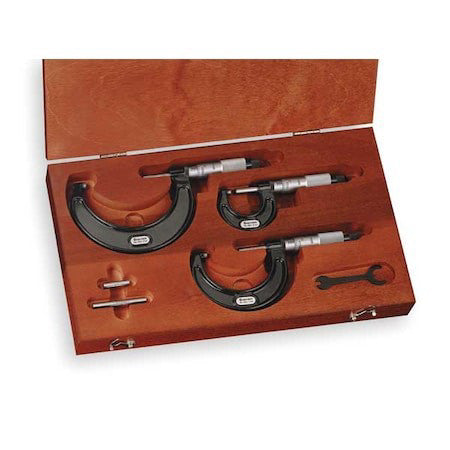 Starrett St436.1Axflz Micrometer Set,0 To 3 In,0.0001 In
