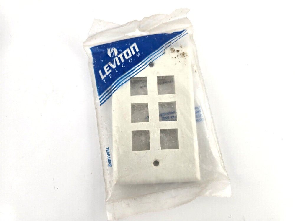 LEVITON 41080-6WP SINGLE-GANG 6-PORT QUICKPORT KEYSTONE WALL-PLATE, WHITE