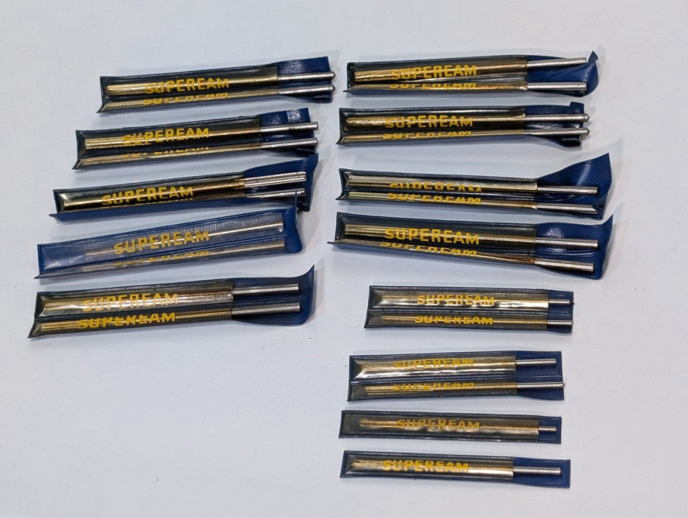 Lot of 13 SUPEREAM HSS straight flute reamers, assorted small sizes, as pictured