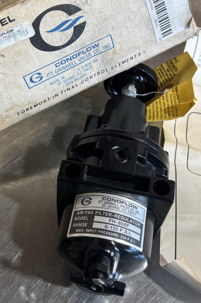 Conoflow Air-Pak Filter Regulator FH-80XF 1/4"NPT 0-125 Nos Surplus