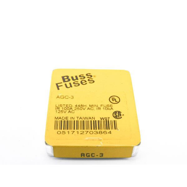 BUSS AGC-3 250VAC 3A (PKG OF 5) NSMP