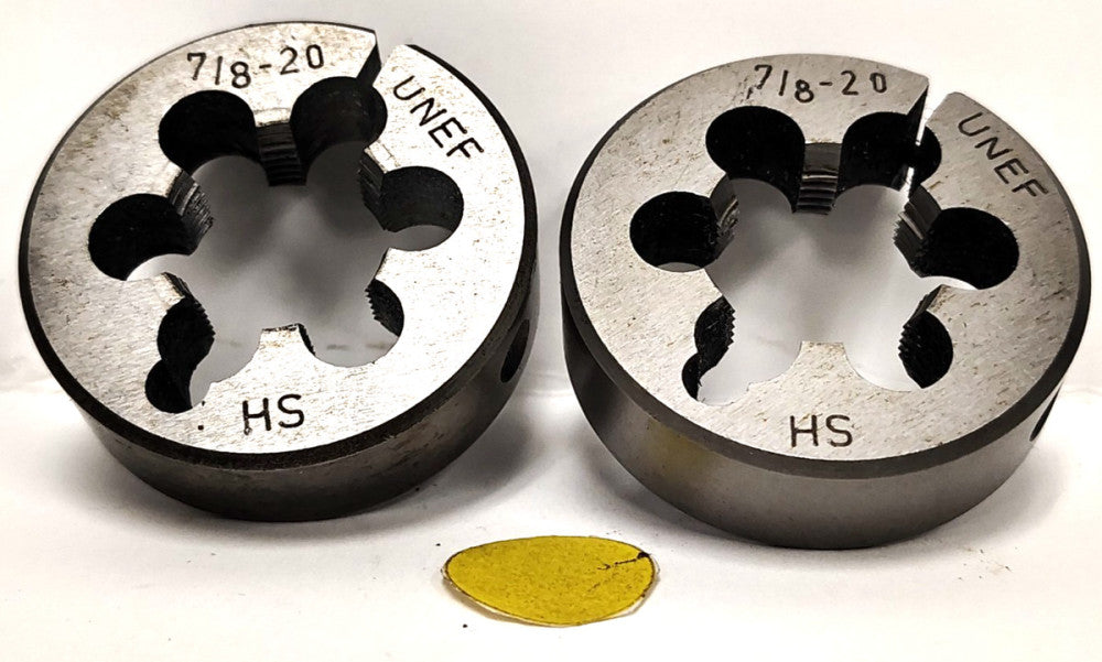 7/8"-20 NF THREAD DIES (LOT OF 2) HSS ROUND