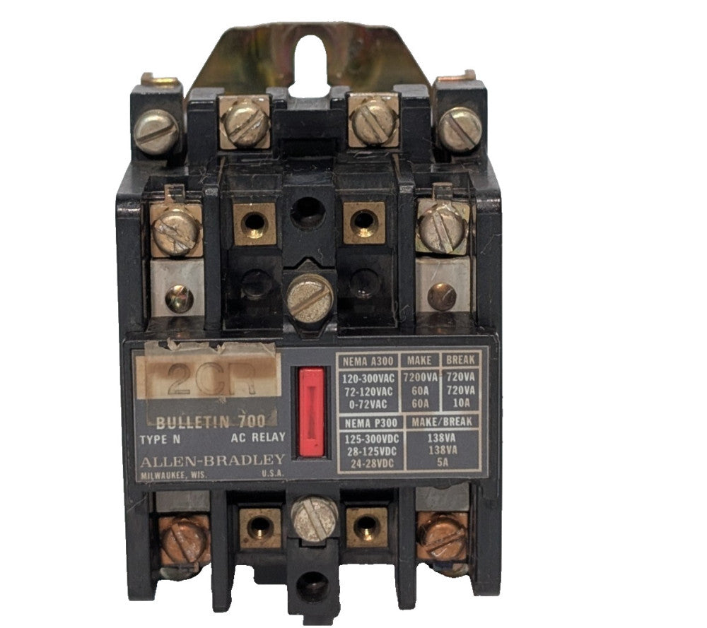 Allen Bradley 700-N200A1 Control Relay, Ser C, NEMA A300, P300, with 120V Coil