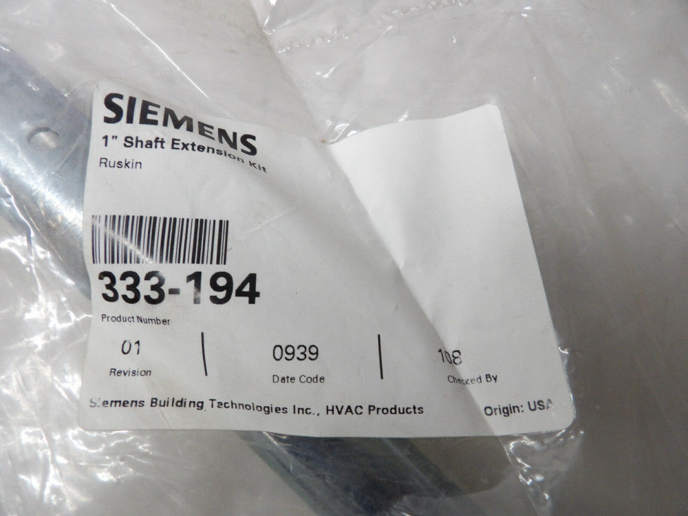 NEW SIEMENS DAMPER SHAFT EXTENSION KIT FOR 1" DIAMETER SHAFT 333-194