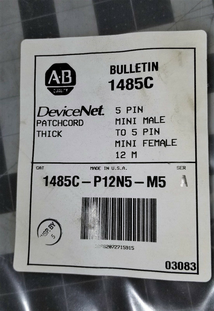Allen Bradley 1485C DeviceNet 5 Pole Male/Female 12Meter Cord Set [Z5S2]