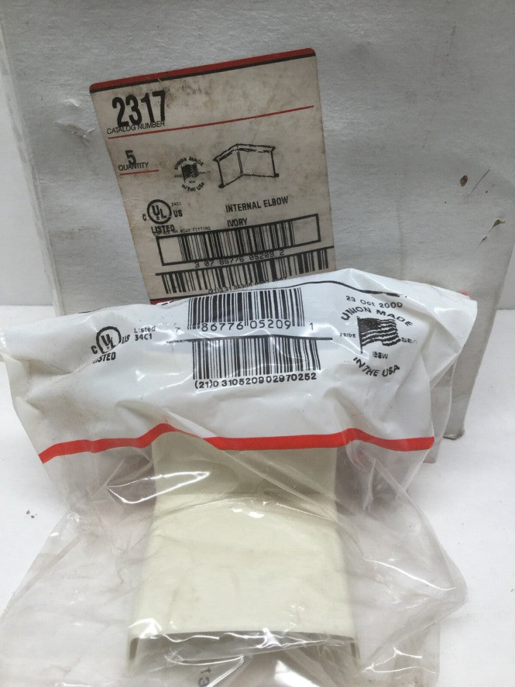 Wiremold 2317 Internal Elbow Ivory (Lot of 5)