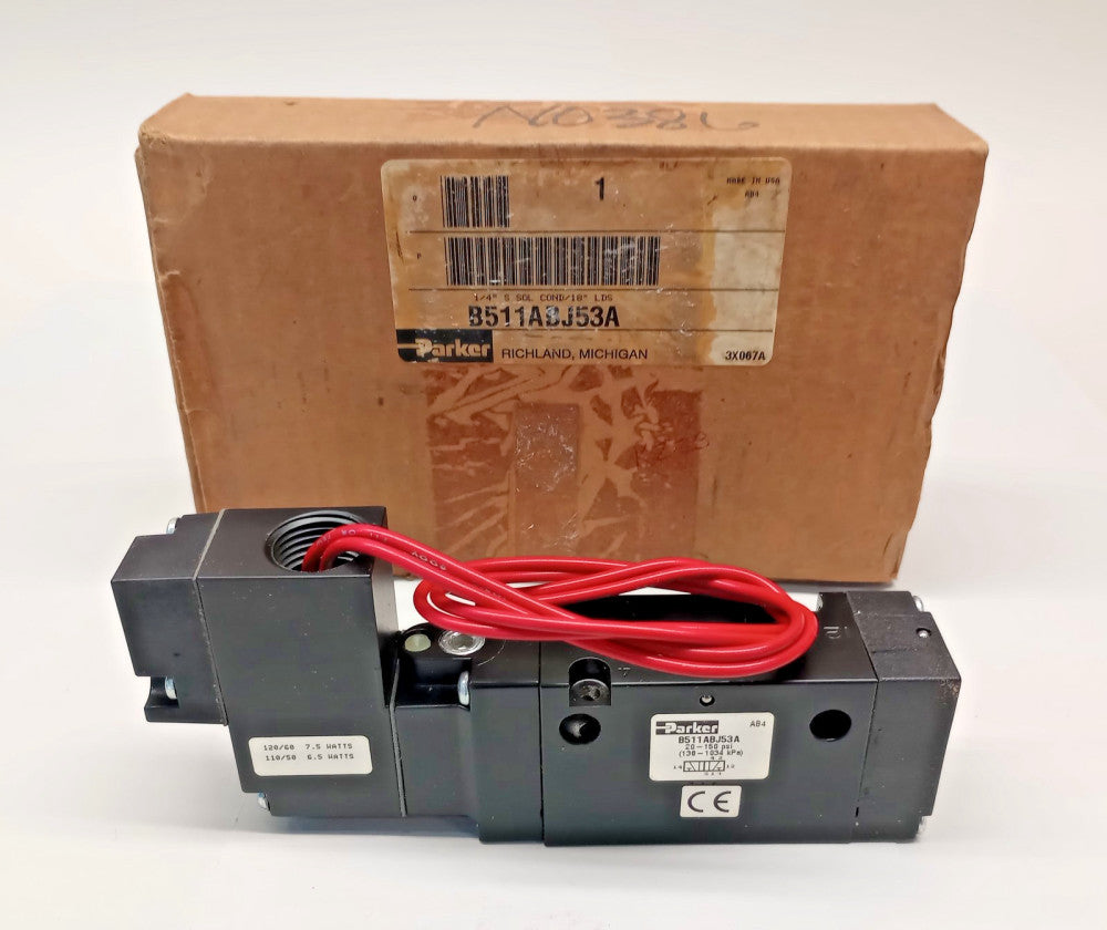 Parker B511ABJ53A Solenoid Control Valve 20-150psi 1/4npt Ports 120/60 110/50