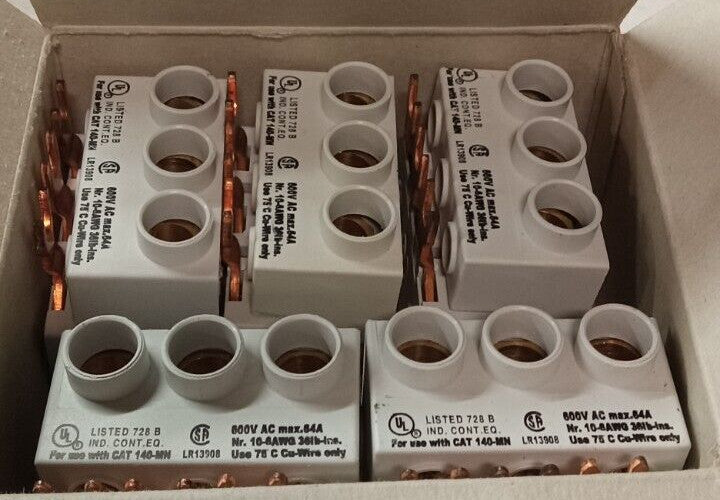 10) NEW ALLEN BRADLEY 140-L2 TERMINAL BLOCK 3 POLE 600 VAC 140-MN 140-L2