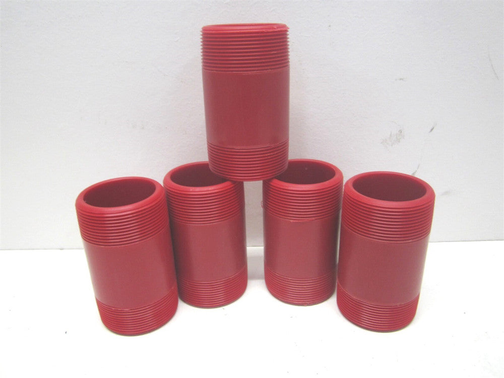 Nibco (CD03946) 2" x 4" OAL PVDF Threaded Plastic Pipe Nipple - Lot of 5